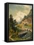 Alpine Landscape with a Bridge-Ferdinand Gatt-Framed Stretched Canvas