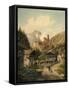 Alpine Landscape with a Castle-Ferdinand Gatt-Framed Stretched Canvas