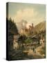 Alpine Landscape with a Castle-Ferdinand Gatt-Stretched Canvas