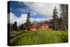 Alpine Lodge at Bow Lake, Alberta, Canada-George Oze-Stretched Canvas