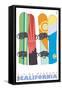 Alpine Meadows, California, Snowboards in the Snow-Lantern Press-Framed Stretched Canvas