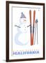 Alpine Meadows, California, Snowman with Skis-Lantern Press-Framed Art Print