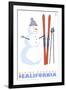 Alpine Meadows, California, Snowman with Skis-Lantern Press-Framed Art Print