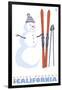 Alpine Meadows, California, Snowman with Skis-Lantern Press-Framed Art Print