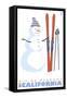 Alpine Meadows, California, Snowman with Skis-Lantern Press-Framed Stretched Canvas