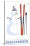 Alpine Meadows, California, Snowman with Skis-Lantern Press-Stretched Canvas