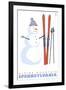 Alpine Mountain, Pennsylvania, Snowman with Skis-Lantern Press-Framed Art Print