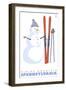 Alpine Mountain, Pennsylvania, Snowman with Skis-Lantern Press-Framed Art Print