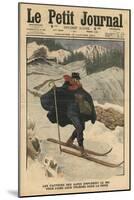 Alpine Postmen Using Ski During their Rounds in the Snow-French School-Mounted Giclee Print