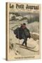 Alpine Postmen Using Ski During their Rounds in the Snow-French School-Stretched Canvas