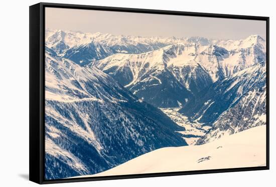 Alpine Valley Surrounded with Mountains-Anze Bizjan-Framed Stretched Canvas