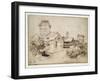 Alpine Village and Lovers Embracing-Titian (Tiziano Vecelli)-Framed Giclee Print