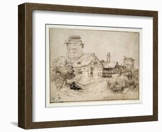 Alpine Village and Lovers Embracing-Titian (Tiziano Vecelli)-Framed Giclee Print
