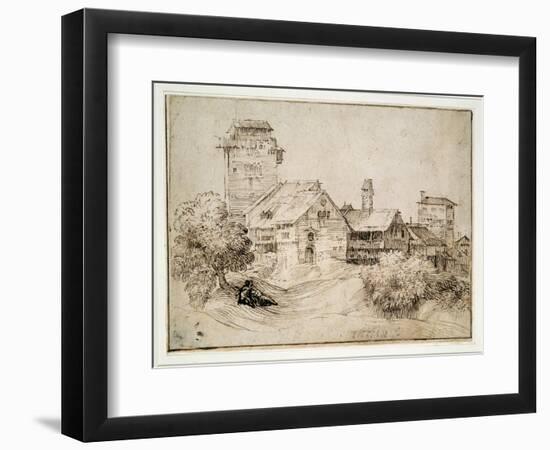 Alpine Village and Lovers Embracing-Titian (Tiziano Vecelli)-Framed Giclee Print