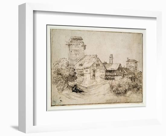 Alpine Village and Lovers Embracing-Titian (Tiziano Vecelli)-Framed Giclee Print