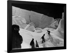 Alpinists Walking in the Snow-null-Framed Premium Photographic Print