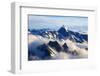 Alps Alpine Landscape of Mountain Cook Range Peak with Mist from Helicopter, New Zealand-vichie81-Framed Photographic Print