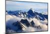 Alps Alpine Landscape of Mountain Cook Range Peak with Mist from Helicopter, New Zealand-vichie81-Mounted Photographic Print