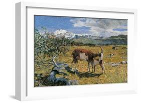 Alps in May (The Loving Mother)-Giovanni Segantini-Framed Art Print