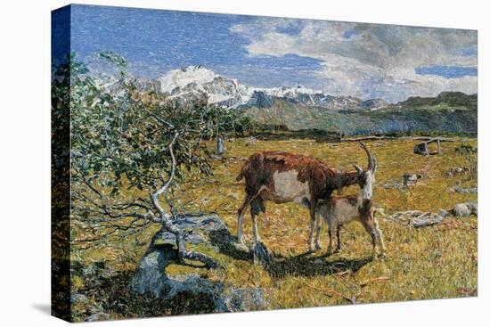 Alps in May (The Loving Mother)-Giovanni Segantini-Stretched Canvas