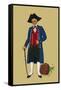 Alsacian Man from Saverne with Pipe, Tri-Cornered Hat and Wears Britches-Elizabeth Whitney Moffat-Framed Stretched Canvas