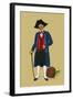 Alsacian Man from Saverne with Pipe, Tri-Cornered Hat and Wears Britches-Elizabeth Whitney Moffat-Framed Art Print