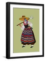 Alsacian Peasant in Working Costume with Rake-Elizabeth Whitney Moffat-Framed Art Print