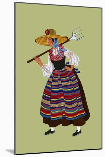 Alsacian Peasant in Working Costume with Rake-Elizabeth Whitney Moffat-Mounted Art Print