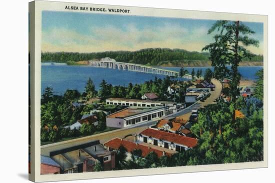 Alsea Bay Bridge in Waldport, Oregon - Waldport, OR-Lantern Press-Stretched Canvas