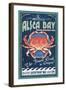 Alsea Bay, Oregon - Dungeness Crab Vintage Sign-Lantern Press-Framed Art Print