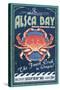 Alsea Bay, Oregon - Dungeness Crab Vintage Sign-Lantern Press-Stretched Canvas