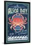 Alsea Bay, Oregon - Dungeness Crab Vintage Sign-Lantern Press-Framed Art Print