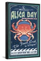 Alsea Bay, Oregon - Dungeness Crab Vintage Sign-Lantern Press-Framed Art Print