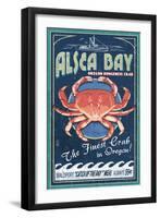 Alsea Bay, Oregon - Dungeness Crab Vintage Sign-Lantern Press-Framed Art Print