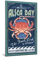 Alsea Bay, Oregon - Dungeness Crab Vintage Sign-Lantern Press-Mounted Art Print