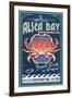 Alsea Bay, Oregon - Dungeness Crab Vintage Sign-Lantern Press-Framed Art Print