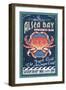 Alsea Bay, Oregon - Dungeness Crab Vintage Sign-Lantern Press-Framed Art Print