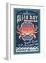 Alsea Bay, Oregon - Dungeness Crab Vintage Sign-Lantern Press-Framed Art Print