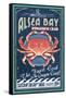 Alsea Bay, Oregon - Dungeness Crab Vintage Sign-Lantern Press-Framed Stretched Canvas