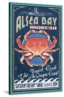 Alsea Bay, Oregon - Dungeness Crab Vintage Sign-Lantern Press-Stretched Canvas