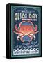 Alsea Bay, Oregon - Dungeness Crab Vintage Sign-Lantern Press-Framed Stretched Canvas