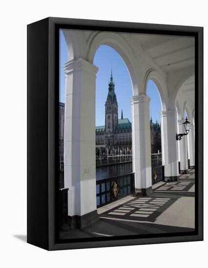 Alsterarkaden and City Hall, Hamburg, Germany, Europe-Hans Peter Merten-Framed Stretched Canvas