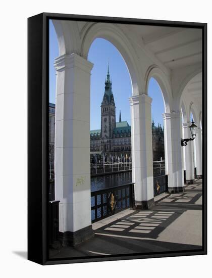 Alsterarkaden and City Hall, Hamburg, Germany, Europe-Hans Peter Merten-Framed Stretched Canvas