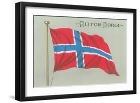 Alt for Norge, Norwegian Flag-null-Framed Art Print