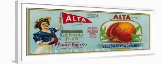 Alta Peach Label - San Francisco, CA-Lantern Press-Framed Premium Giclee Print