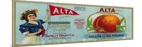 Alta Peach Label - San Francisco, CA-Lantern Press-Mounted Premium Giclee Print