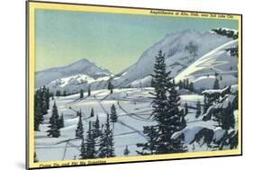 Alta, Utah, Aerial View of a Snowy Amphitheatre, Skiers Skiing-Lantern Press-Mounted Art Print