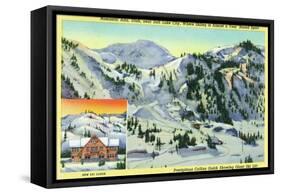 Alta, Utah, Aerial View of Collins Gulch, Giant Ski-Lift, and New Ski Lodge Bldg-Lantern Press-Framed Stretched Canvas