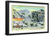 Alta, Utah, Aerial View of Collins Gulch, Giant Ski-Lift, and New Ski Lodge Bldg-Lantern Press-Framed Art Print