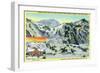 Alta, Utah, Aerial View of Collins Gulch, Giant Ski-Lift, and New Ski Lodge Bldg-Lantern Press-Framed Art Print